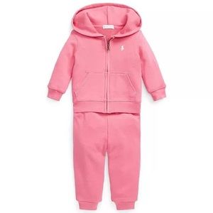 Ralph Lauren Baby Girls Terry Full-Zip Hoodie and Jogger Pants, 2 Piece Set